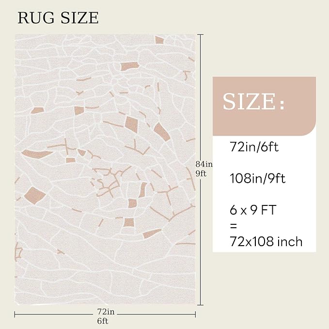 6x9 Area Rug, Machine Washable Soft Living Room Rug - Stain Resistant Non-Slip Rug for Bedroom, Pet Friendly, Modern House Decor - Image 2
