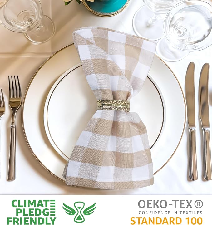 Urban Villa Cloth Napkins Cotton 20x20 (Set of 6) Taupe - Image 3