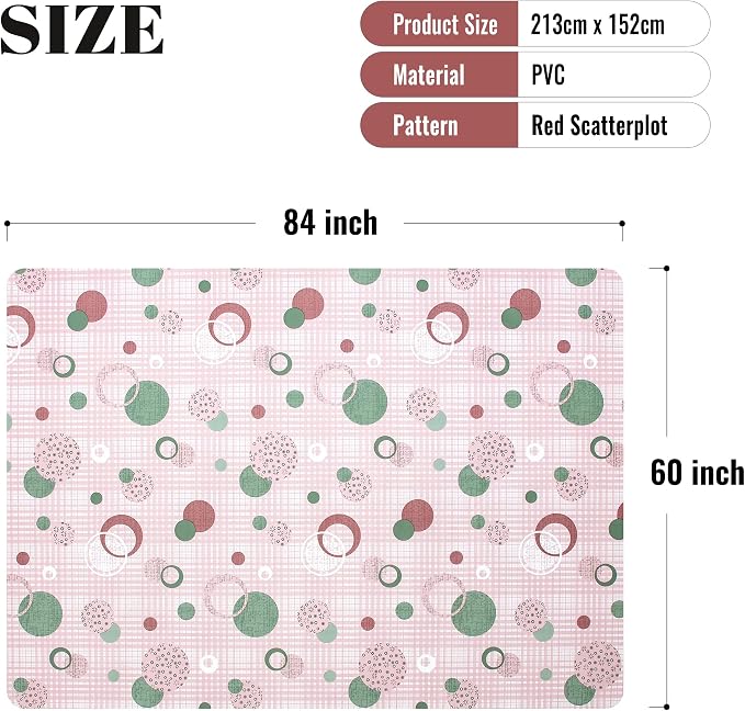 FIFTY FEET 84 * 60 Inch Rectangle Tablecloth, Vinyl Tablecloth with Flannel Backing for Rectangle Tables, Spill Proof Plastic Picnic Table Cover for Dining/Camping/Indoor/Outdoor(Pink Plaid) - Image 5