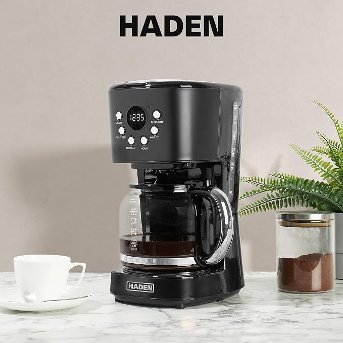 HADEN Coffee Machine, 12 Cup Programmable Drip Coffee Maker with Auto Shut-Off Function and Reusable Washable Water Filter, Black & Chrome - Image 6