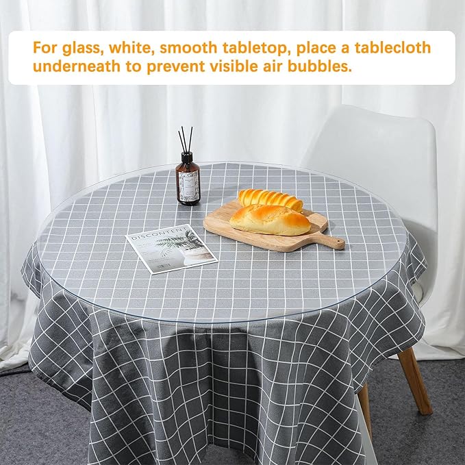 50 Inch Round Clear Dining Table Protector Tablecloth Cover Desk Top Pad Mat for Glass Furniture Study Coffee End Bed Sofa Side Bistro Bar Pub Night Stand Corner Dinner Table Thick Plastic PVC Vinyl - Image 6