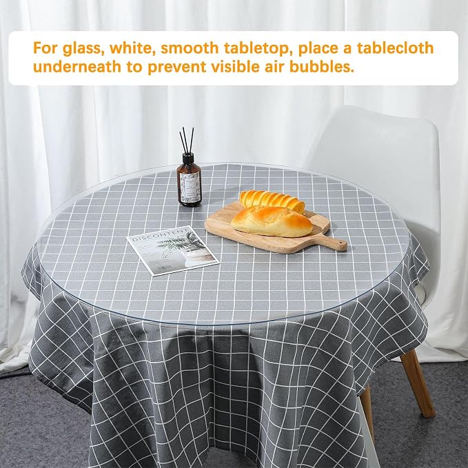 20 Inch Clear Round Table Cover Protector 1.5mm Thick Table Protector for Dining Room Waterproof Plastic PVC Vinyl Tablecloth Cover Circle Tabletop Desk Pad Mat for Furnture Coffee End Bed Side Table - Image 6