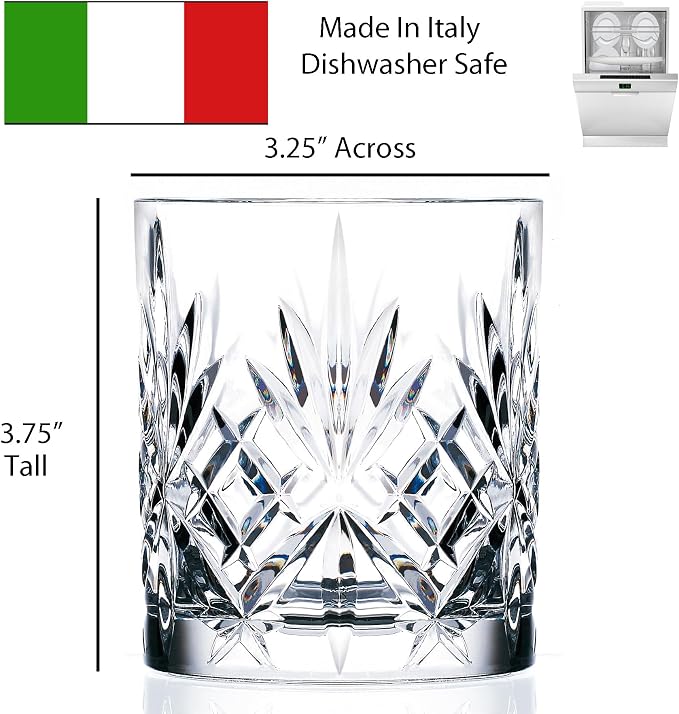 Lorren Home Trends Crystal Melodia Collection Double Old Fashioned Glass Set - Image 2