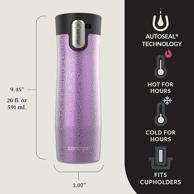 Contigo AUTOSEAL West Loop Vacuum-Insulated Stainless Steel Travel Mug with Easy-Clean Lid, 20 oz, 2-Pack - Image 2