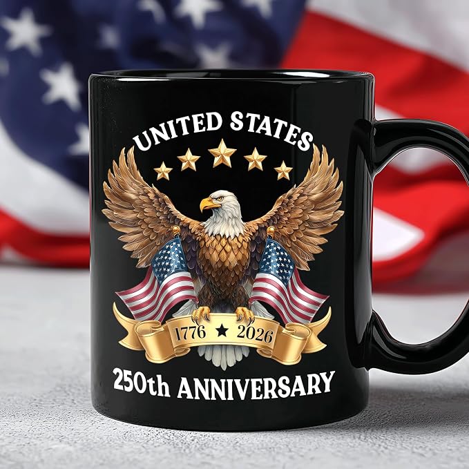 Hyturtle 250th Anniversary of America Coffee Mug, US Eagle 1776-2026 Gifts | 250th Anniversary USA Mug Gifts for Men, Women, American Flag Patriotic Keepsake, American USA Flag Black Coffee Tea Cup - Image 5