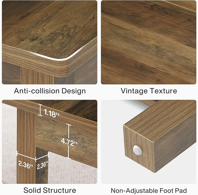 Tribesigns Farmhouse Kitchen Table Set for 4-6, 55-Inch Wooden Dining Table with 2 Benches, Space Saving 3 Pieces Heavy Duty Dinette for Dining Room, Kitchen, Small Space (Wood Hemp) - Image 8