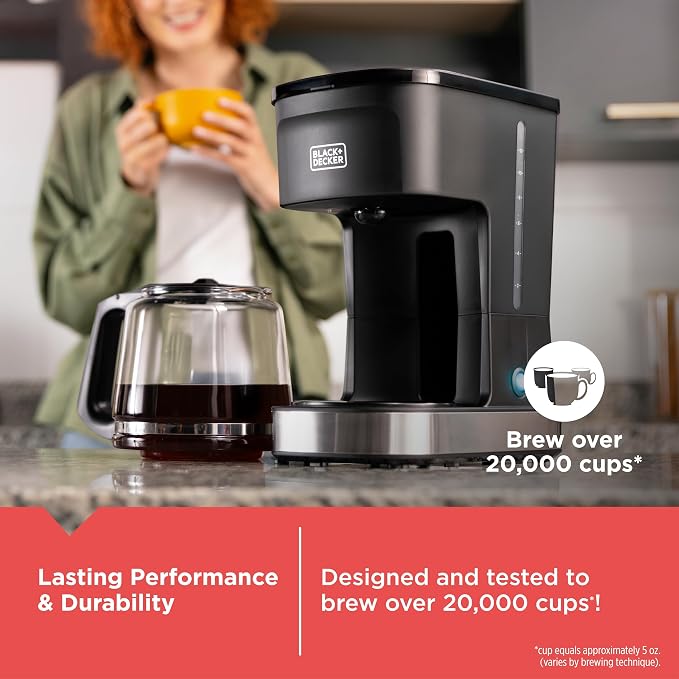 BLACK+DECKER CAFÉCRAFT 12-Cup Coffee Maker, One-Switch Drip Coffeemaker with Vortex Showerhead Technology, Sneak-A-Cup, Keep Warm Function, Stainless Steel - Image 8