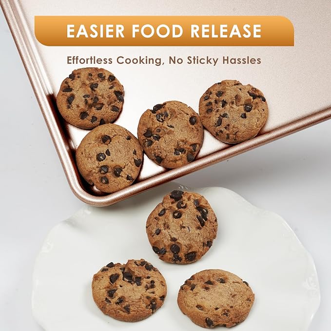 Baking Sheet Pan Set of 3, Nonstick Commercial Cookie Sheets for Baking | Commercial Half/Quarter/Jelly Roll Pans Replacement Toaster Oven Tray, Heavy Duty & Easy Clean - Image 6