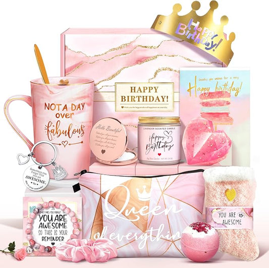 Jumway Not A Day Over Fabulous Mug Gifts Set- Birthday Gifts for Women - Funny Birthday Gift Ideas for Her,Friends, Coworkers, Her, Wife, Mom, Daughter, Sister, Aunt Ceramic Marble Mug 14 Oz by Jumway