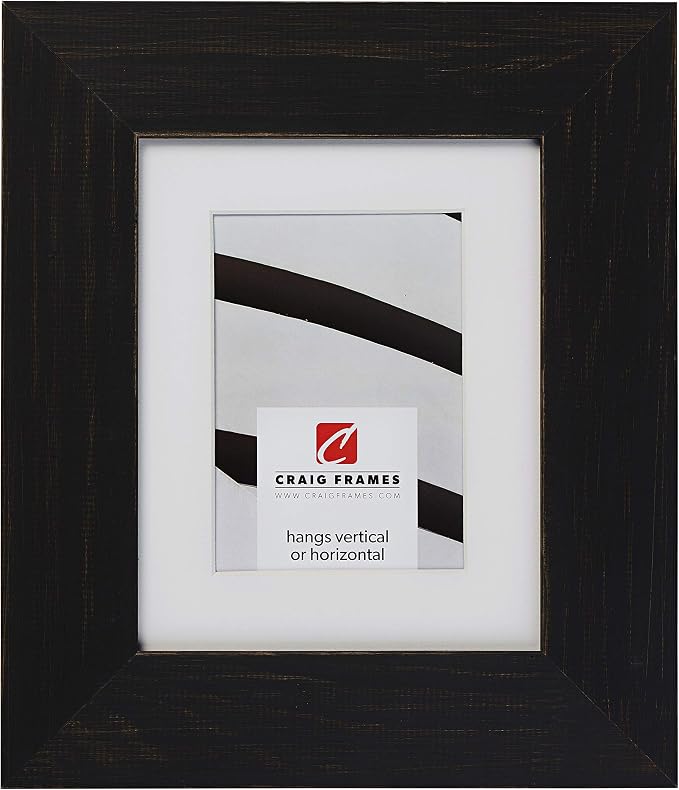 Craig Frames Jasper Wide, 12 x 18 Inch Country Charcoal Black Picture Frame Matted to Display a 10 x 13 Inch Photo by CraigFrames