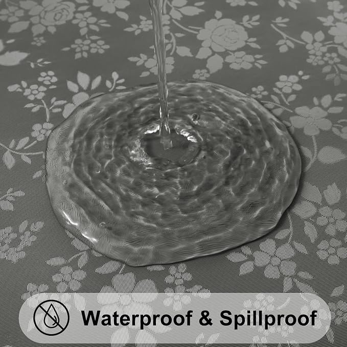 Smiry Square Waterproof Heavy Duty Vinyl Tablecloths, 54 x 54 Inch | Wipeable Washable Floral Embossed Table Cover for Kitchen and Dining Room, Indoor & Outdoor Use, Dark gray - Image 3