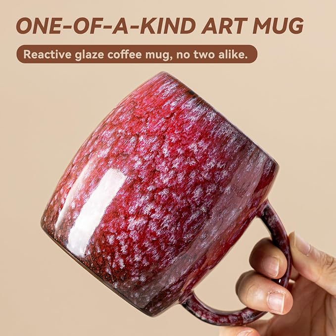Sakura Nebula Ceramic Coffee Mug - 14 oz Unique Mug with Large Handle, Barrel Cute Mug for Women Men, Aesthetic Coffee Cup Gift for Home Office - Image 3