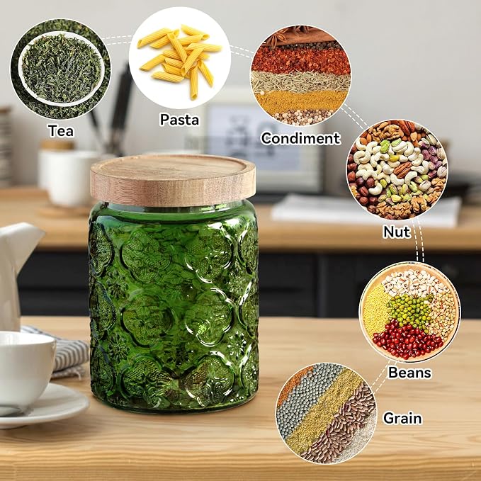 Comeon Vintage Glass Jar With Lid, Cookie Candy Jar, Food Storage Container | Durable Glass Material, Airtight Lid, Ideal For Kitchen Or Office Storage, Stylish Vintage Design - Image 4