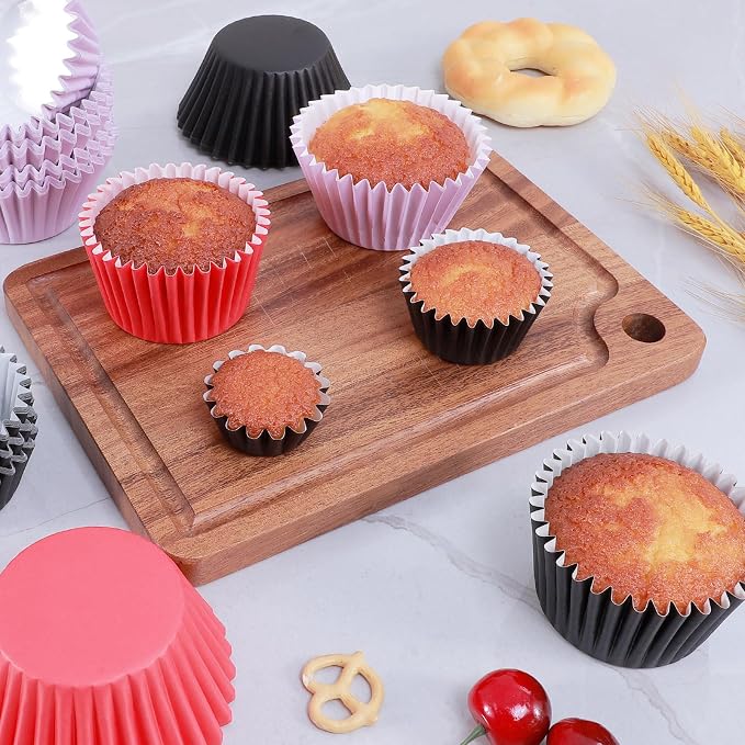 Caperci Heavy Duty Purple Jumbo Cupcake Muffin Liners for Baking - Extra Large 100pcs Grease-Resistant Paper Baking Cups, No Muffin Pan Needed, Odorless, Easily Peels (Orchid Purple) - Image 8