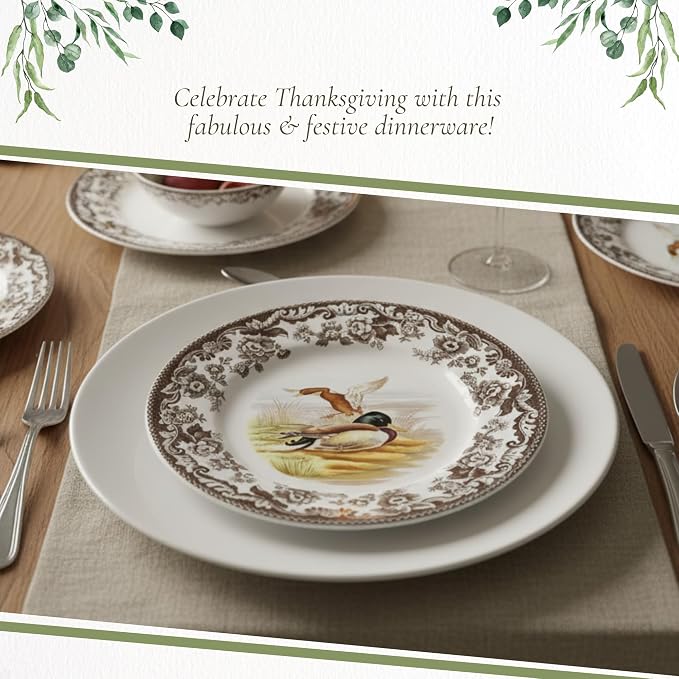 Spode – Woodland – Luncheon Plate – Mallard - Brown/White - Image 5