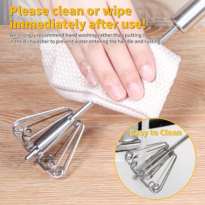 Newness Whizzy Whisk, Stainless Steel Semi Automatic Blender for Home -Versatile Tool for Egg Beater, Milk Frother, Hand Push Whisk - Kitchen Utensil for Blending, Whisking, Beating & Stirring