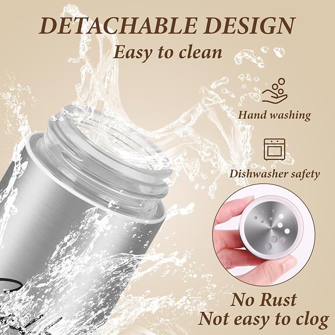 Stainless Steel Salt and Pepper Shakers Set, 5 oz | Salt Shaker with Adjustable Pour Holes, Modern Pepper Shaker for Kitchen Metal Gadgets with Glass Bottom (Silver) - Image 5