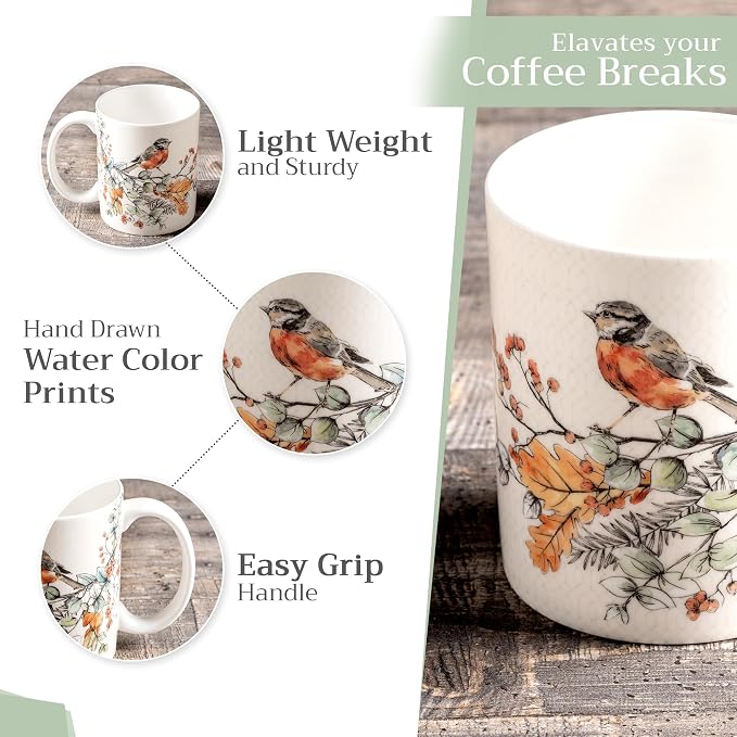 Maison d' Hermine Coffee Mug with Handles Tea Cups (15 Ounce, Pack of 1) | Fine Bone China Coffee Mugs for Hot Beverages Cappuccino Latte Home Spring Summer -Whitish Shabby Chique - Winter Berries - Image 5