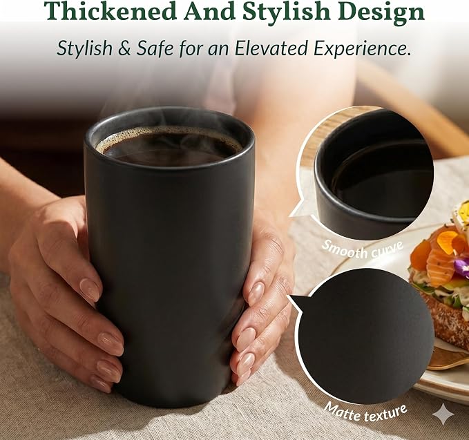 Homienly Kitchen Cups 20oz Wheat Straw Cups-6 pcs Lightweight cups Unbreakable & Reusable Glassware Set Stackable for Party,Camping,Picnic-Black - Image 3