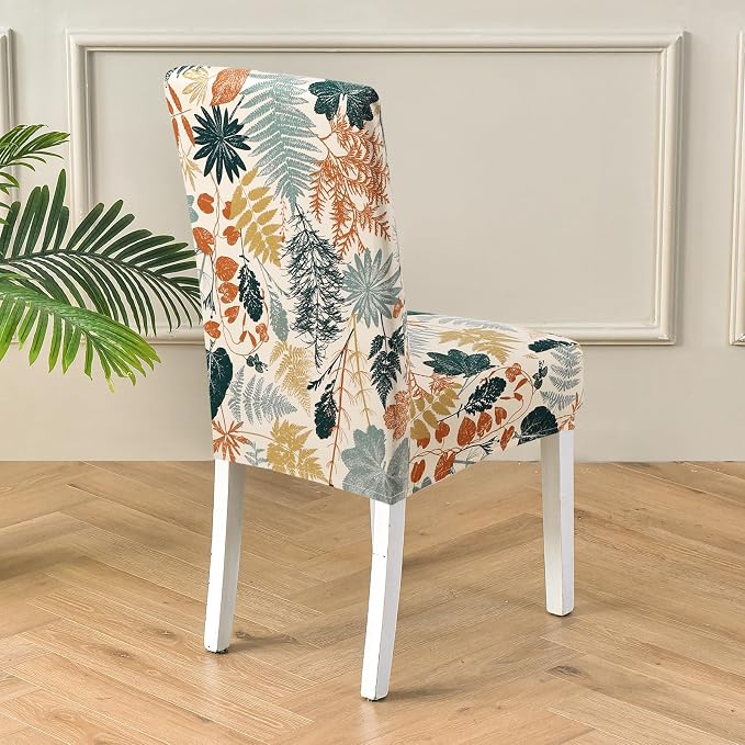 Fuloon Dining Chair Slipcover, Stretch Parson Chair Protector for Home | Printed Cluster Leaves, Set of 4, Super Fit, Washable, Suits for Hotel, Dining Room, Ceremony, Banquet Party - Image 5