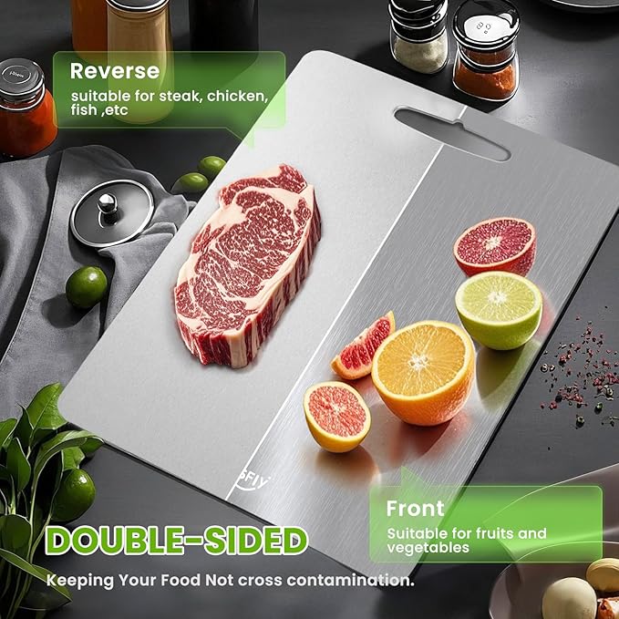 3 Pack Titanium Cutting Board-100% Pure Titanium Cutting Boards For Kitche,Easy to clean, Double-sided food-grade Cutting Board For Meats, Fruits And Vegetables (M+L+XL)
