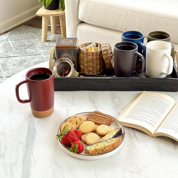 Mora Ceramics Large Tea Mug with Loose Leaf Infuser and Ceramic Lid, 18 oz, Portable, Microwave and Dishwasher Safe, Tall Coffee Cup - Rustic Matte Ceramic Glaze, Modern Herbal Tea Strainer, Merlot - Image 8