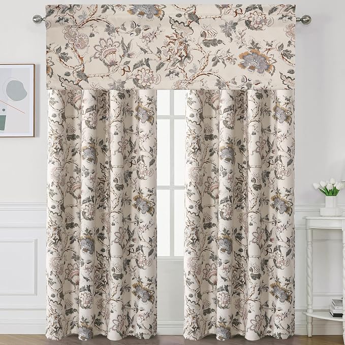 H.VERSAILTEX Blackout Curtain Valances for Kitchen Window/Living Room/Bathroom Privacy Added Rod Pocket Home Decoration Winow Valance, 52" W x 18" L, Floral in Sage and Brown - Image 7