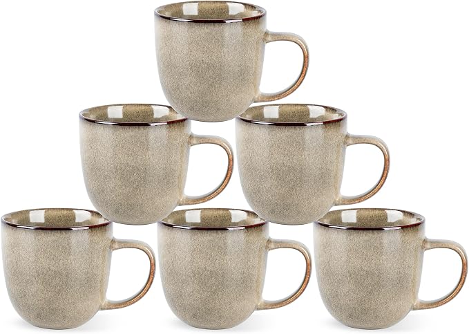 AmorArc 12oz Coffee Mugs, Ceramic Coffee Mugs set of 6 for Man, Woman, Dad, Mom, Modern Coffee Mugs with handle for Latte/Cappuccino/Milk/Cocoa. Dishwasher&Microwave Safe by AmorArc