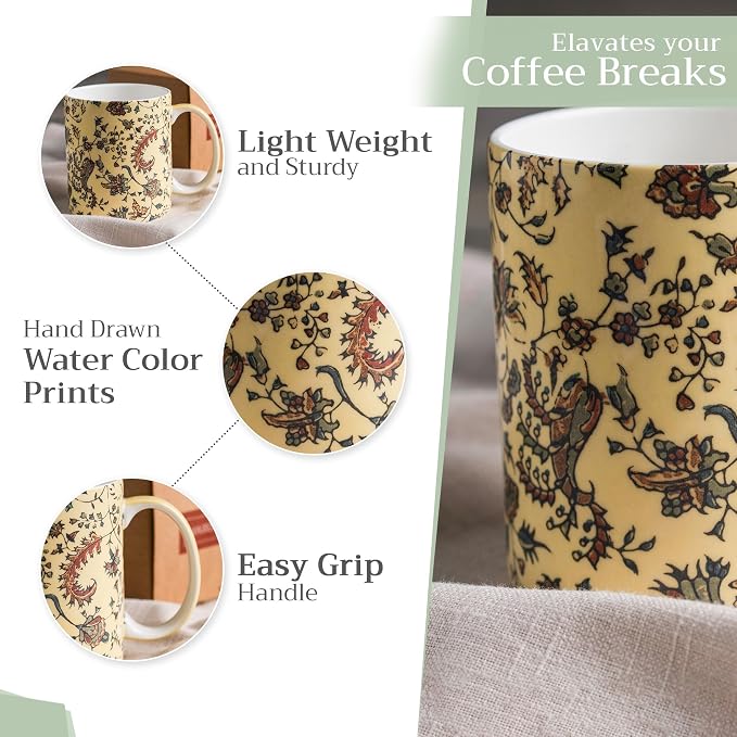 Maison d' Hermine Coffee Mug with Handles Tea Cups (15 Ounce, Pack of 1) | Fine Bone China Coffee Mugs for Hot Beverages Cappuccino Latte Home Restaurant Hotel Spring Summer -Lakshmi - Arum - Image 5
