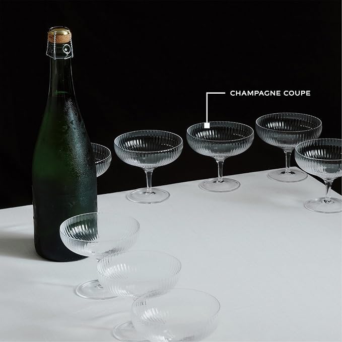 Serax Champagne Glass | Inku Glassware by Sergio Herman | 4 Coupe Glasses 15 cl | Clear Drinking Flutes Set | Transparent Luxury Copas for Dinner at Home with Wine, Wedding | Kitchen Sets - Image 6