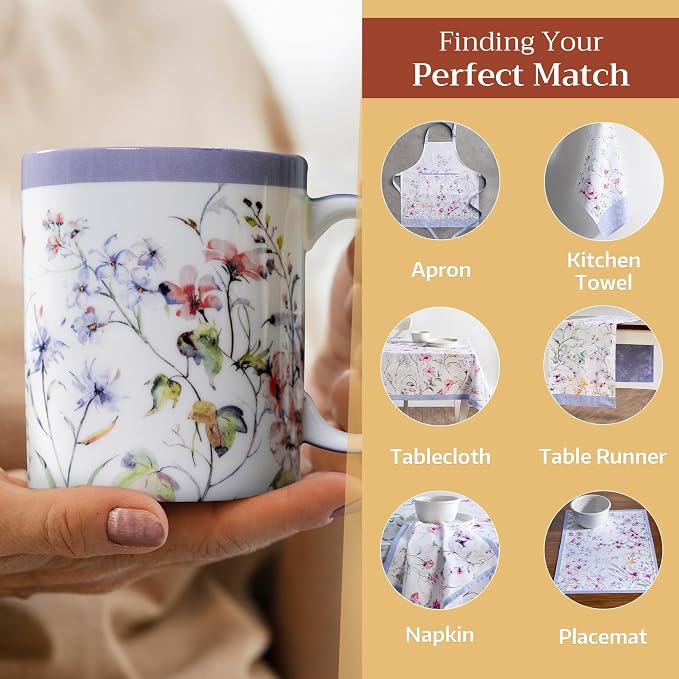 Maison d' Hermine Coffee Mug with Handles Tea Cups (12 Ounce, Pack of 1) | Fine Bone China Coffee Mugs for Hot Beverages Cappuccino Latte Home Restaurant Spring Summer -Summer Floral - Cornflower - Image 6