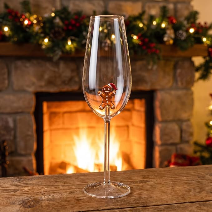 Zerodeko Christmas Wine Glasses: Decorative Glass Wine Goblet for Bar Pub | Xmas Gingerbread Man Drinkware Cocktail Glassware for Christmas Parties Hosting - Image 6