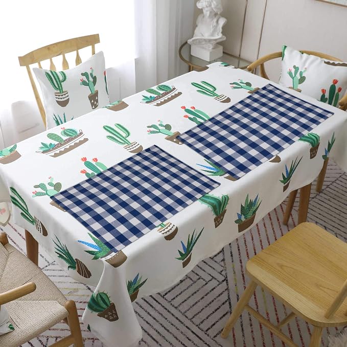 Urban Villa Two Tone Placemat Cotton Tablemat 14x20 (Set of 6) Blue/Wht - Image 5