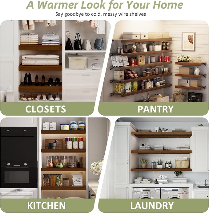 Wire Shelf Covers, Bamboo Wire Rack Covers for Pantry, Closet，Kitchen (5pcs, 36" W x 12" D, Walnut) - Image 7