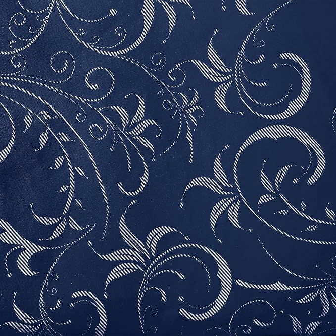 Smiry Rectangle Waterproof Heavy Duty Vinyl Tablecloths, 60 x 120 Inch | Wipeable Washable Floral Embossed Table Cover for Kitchen and Dining Room, Indoor & Outdoor Use, Dark Blue - Image 9