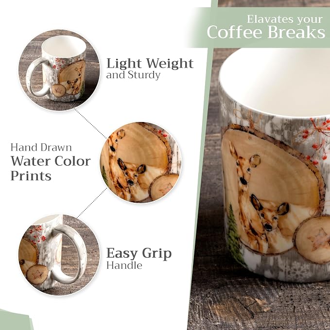Maison d' Hermine Coffee Mug with Handles Tea Cups (12 Ounce, Pack of 1) | Fine Bone China Coffee Mugs for Hot Beverages Cappuccino Latte Home Restaurant Hotel Spring Summer -Mountain Life - Winteralp - Image 5
