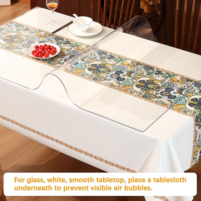 Clear Table Protector 17 X 48 Inch Thick Plastic Table Cover Protector Waterproof PVC Clear Tablecloth Protector Pad Vinyl Desk Top Protector Mat for Wood Coffee Glass End Sofa Side Dining Room Table - Image 5