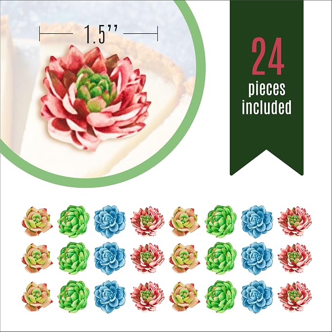 Edible Wafer Succulents - Cake and Cupcake Toppers, Decoration Premium Crafted in the USA - Image 3