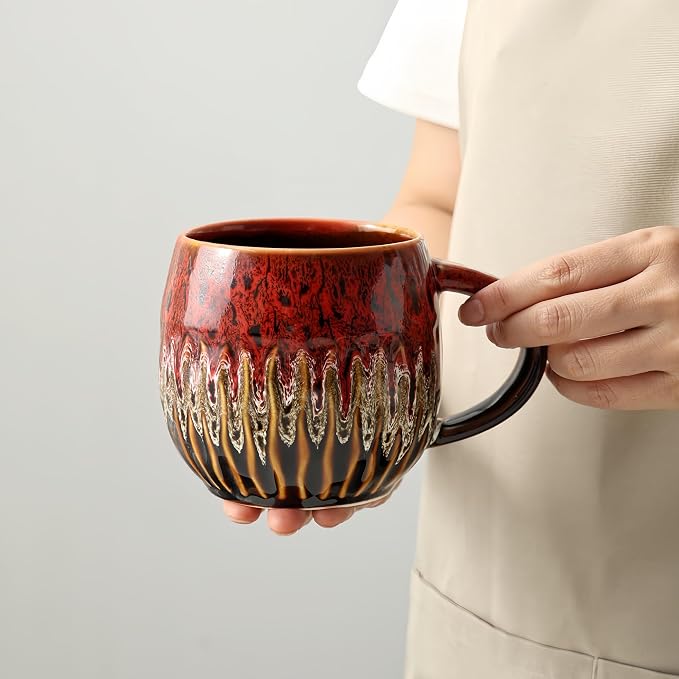 Large Ceramic Coffee Mug - 20oz Big Tea Cup, Red | Large Tea Mug, Microwave Safe, Dishwasher Safe by LPYLXINGYAN