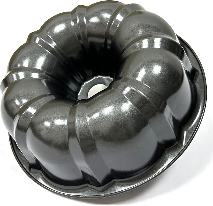 Kundalini Classic Bakeware 9.5 Inch Non-stick Fluted Cake Pan,Heavy Duty Carbon Steel Tube Baking Mold Gray - Image 5
