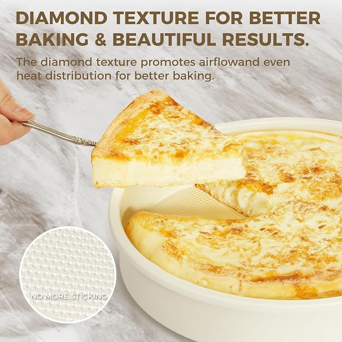 Ceramic Nonstick 9” Round Cake Pans, Heavy-Duty Aluminized Steel | Non-Toxic 9 Inch Round Cake with Diamond Texture, Cake Pans 9 Inch Round for Baking Cheesecake, Cream, 2-Pack - Image 5