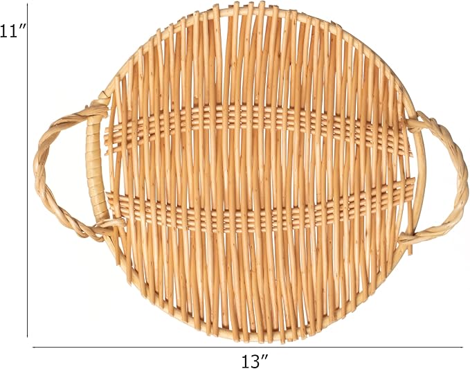 Wickerwise Woven Willow Tray Charger Farmhouse Decorative Centerpiece for Coffee Table Dining Room Kitchen Counter Bread Fruit Food & Drink Display Home Décor Organizer Party Platter Accent - Image 4