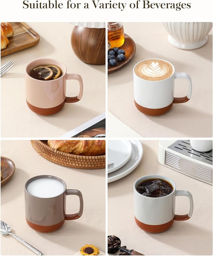 MALACASA Ceramic Coffee Mugs Set of 4, 11oz Coffee Cups, Modern Farmhouse Mugs for Coffee, Latte, Tea, Hot Chocolate, Cappuccino, Milk, Microwave & Dishwasher Safe, Multicolor, Series TARA - Image 5
