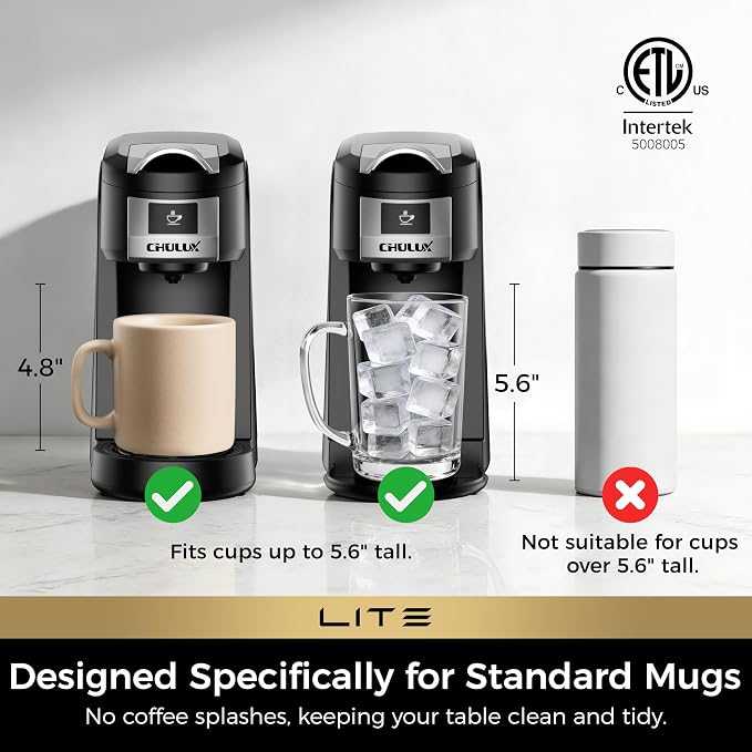 CHULUX Lite Single Serve Coffee Maker for K Cup Capsule with One Touch Brew | Boiler Fast Heating System, Unique Split-Flow Nozzle, Designed for Standard Mugs, 5 to 12 oz Brew Sizes, Single Cup Reservoir - Image 3