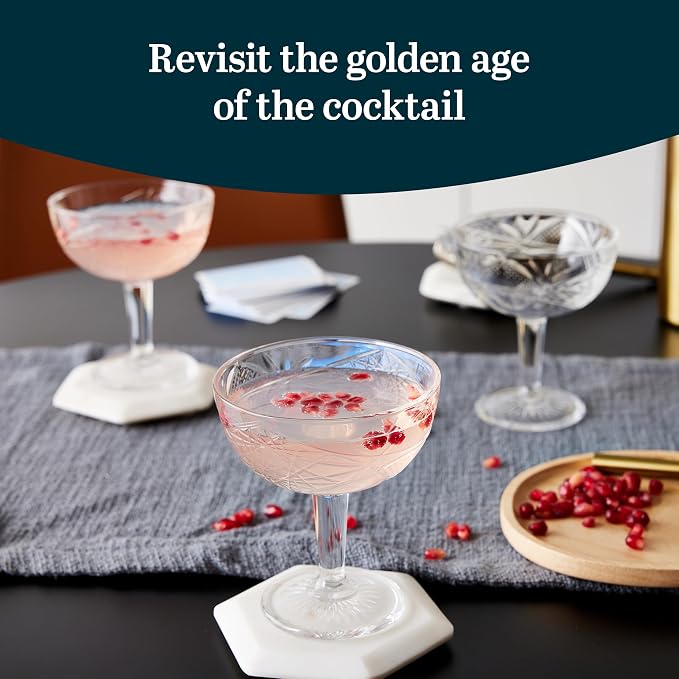 Libbey Hobstar Champagne Coupes , Timeless Bar Glasses, Dishwasher Safe Cocktail Glasses Set of 4 for Beverages, Mixed Drinks and More - Image 2