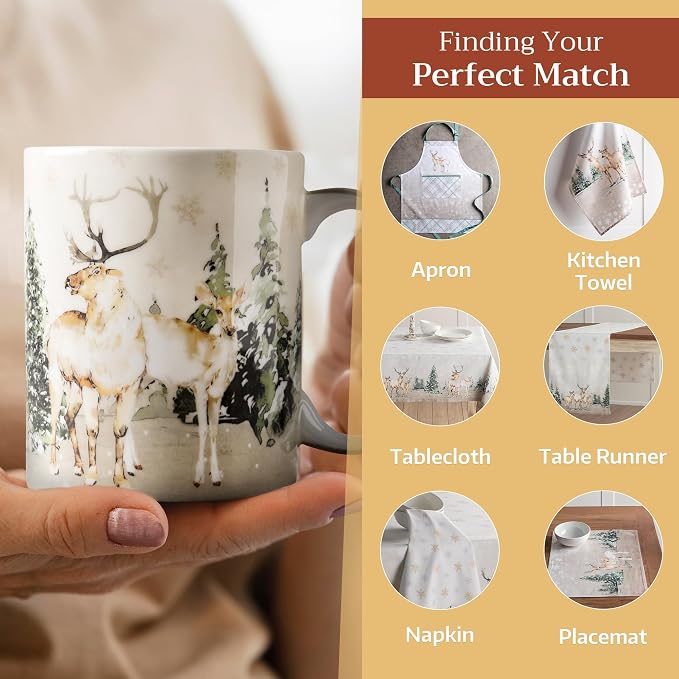 Maison d' Hermine Coffee Mug with Handles Tea Cups (12 Ounce, Pack of 1) | Fine Bone China Coffee Mugs for Hot Beverages Cappuccino Latte Home Hotel Spring Summer -Deer In The Woods - Forest Deer - Image 6