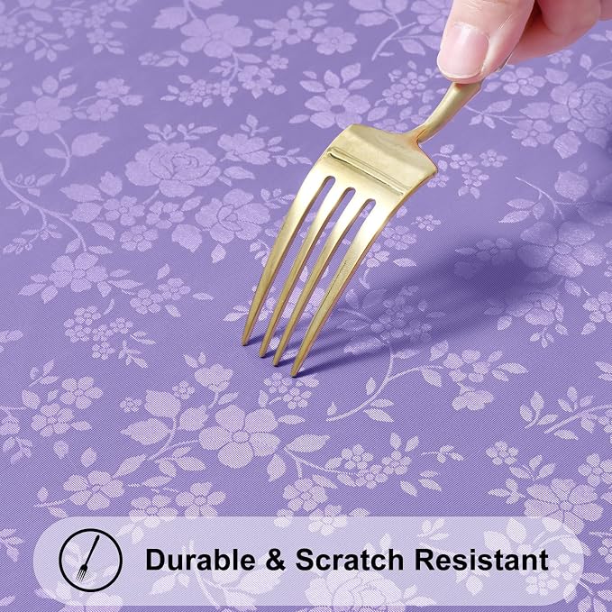 Smiry Square Waterproof Heavy Duty Vinyl Tablecloths, 54 x 54 Inch | Wipeable Washable Floral Embossed Table Cover for Kitchen and Dining Room, Indoor & Outdoor Use, Purple - Image 5