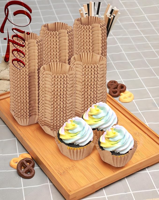qiqee Square Cupcake Liners, 500 Count, Natural Brown,Standard Size - Image 7