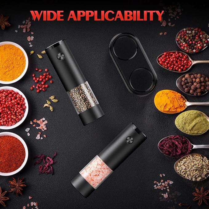 Electric Salt and Pepper Grinder Set Automatic Battery Pepper Mill Shakers Adjustable Coarseness Upgraded Larger Capacity with Led Home and Kitchen Appliances Birthday Gifts for Women Men - Image 6
