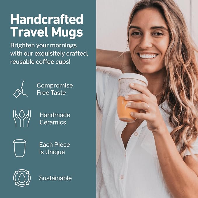 NOVA CERAMICS Grapefruit 12oz Travel Mug - To Go Coffee Tumbler With Lid - Microwave & Dishwasher Safe - Unique Design - Modern Style - Reusable - Adults - Image 2
